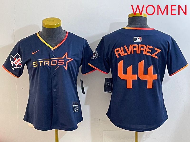 Women Houston Astros #44 Alvarez Drak Blue Three generations Joint Name 2025 Nike MLB Jersey style 4109->women mlb jersey->Women Jersey